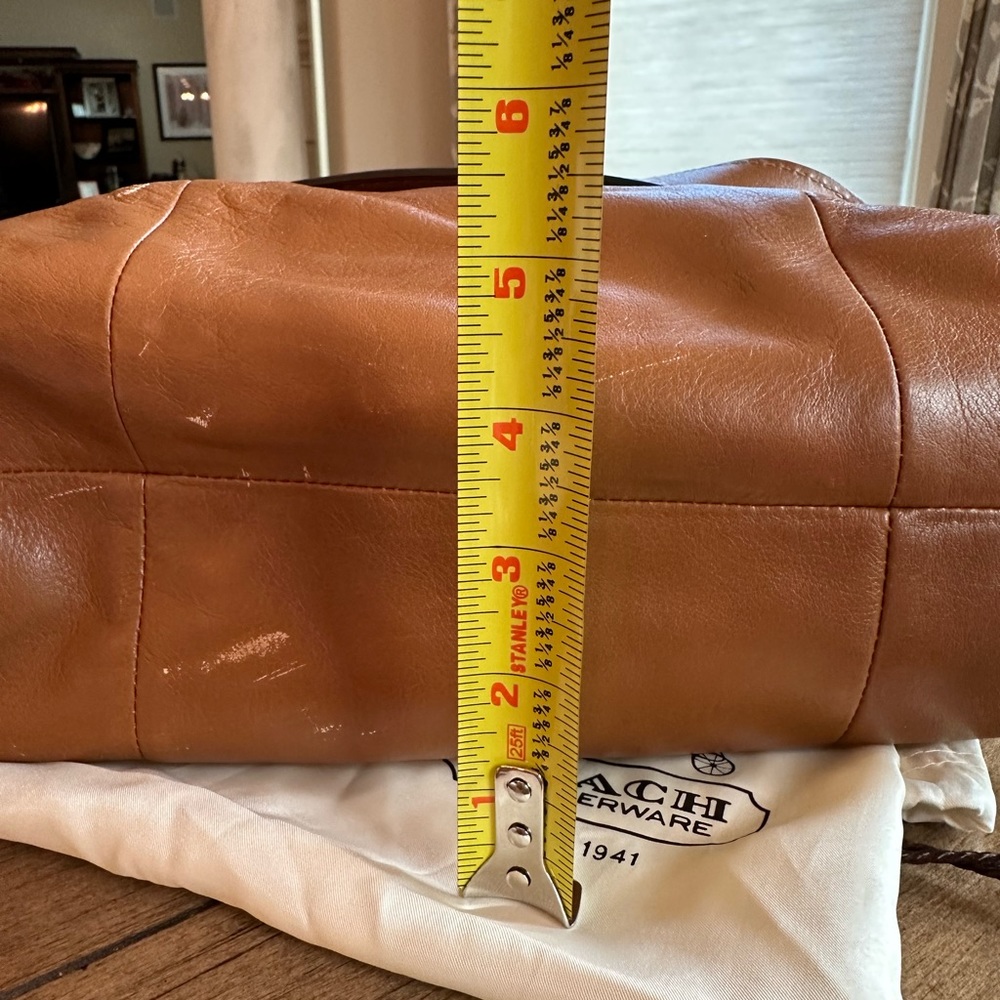 Coach Kristen pleated convertible satchel. Caramel color. - Picture 9 of 13